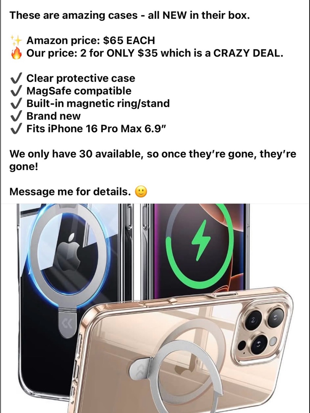 Clear MagSafe Compatible iPhone Case with Magnetic Ring - Rose Gold